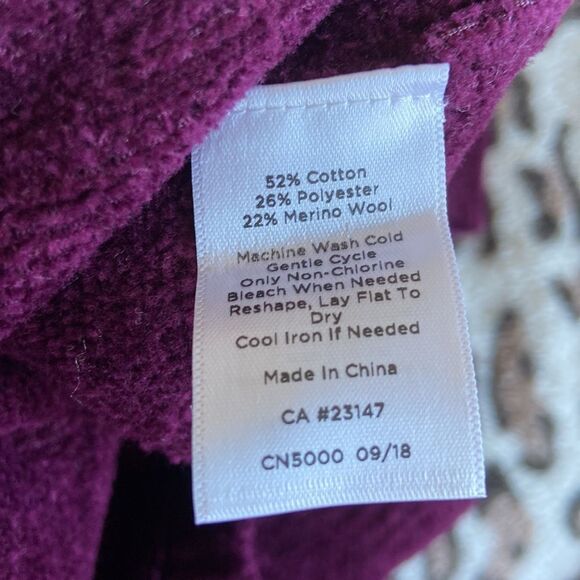 NWT Talbots Sz M Purple Fuzzy Soft Knit Merino Wool Blend Relaxed Tunic Sweater - Picture 8 of 9